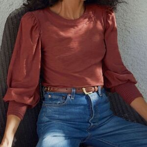 Nation LTD Rust Puff Sleeve Blouse